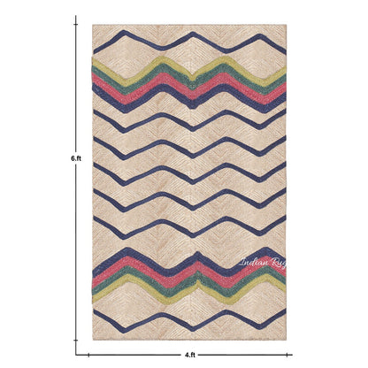 Hand Braided Blue Multicolor Geometric Farm House Decor Jute Rug