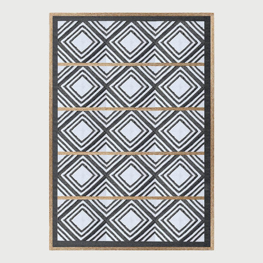 Hand Braided Black White Geometric Out House Jute Rug - Indian Rug Store