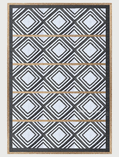 Hand Braided Black White Geometric Out House Jute Rug