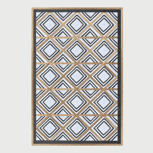 Rectangle Geometric Black White Hand Braided Living Area Jute Rug - Indian Rug Store