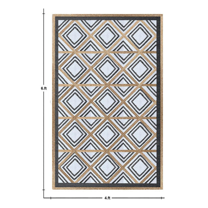 Rectangle Geometric Black White Hand Braided Living Area Jute Rug - Indian Rug Store