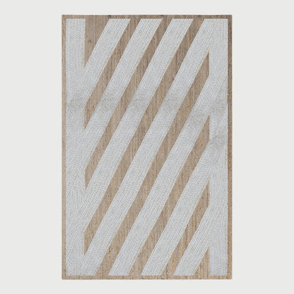 Hand Braided Beige White Geometric Out House Decor Jute Rug - Indian Rug Store