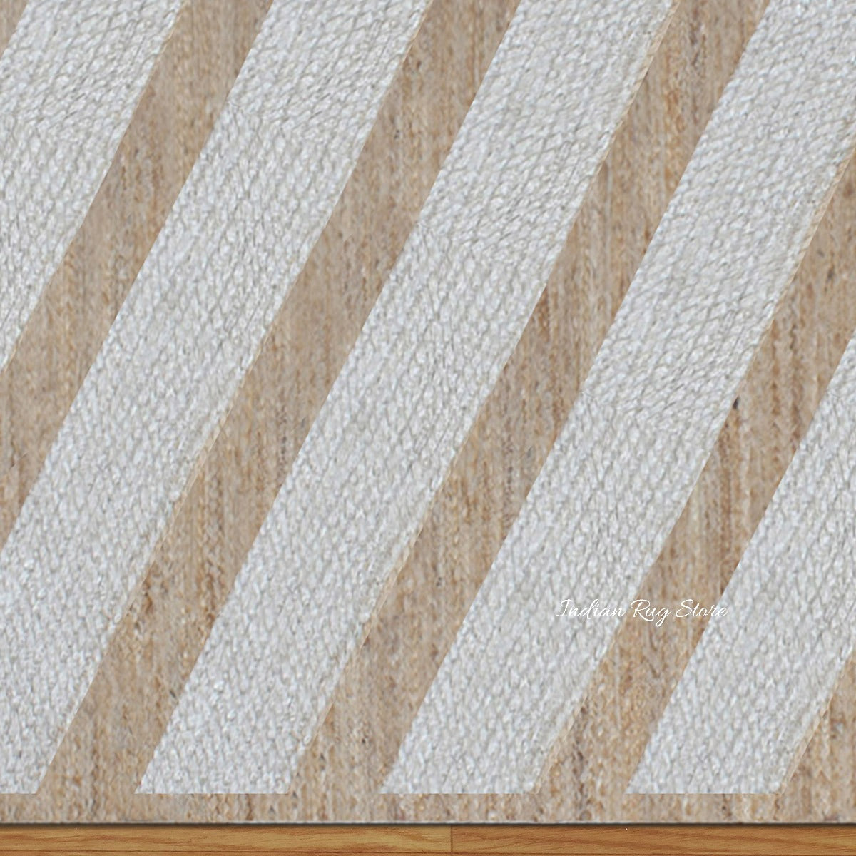 Tappeto in juta intrecciato a mano beige bianco geometrico per la decorazione della casa