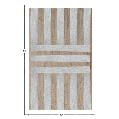 Rectangle White Beige Hand Braided Geometric Interior Jute Rug - Indian Rug Store