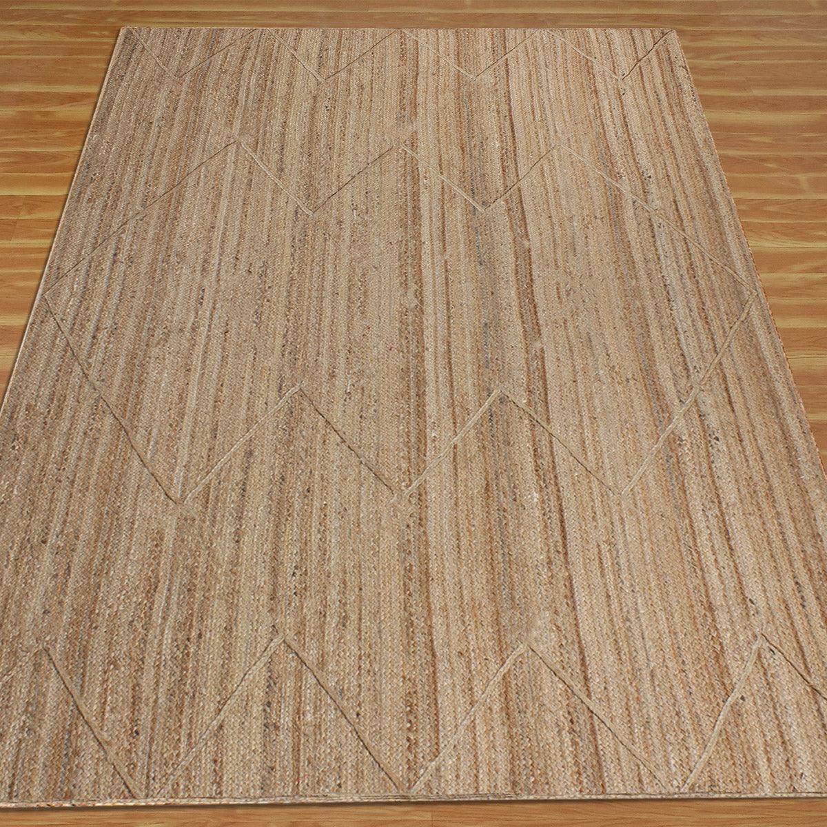 Hand Braided Geometric Beige Home Decor Jute Rug - Indian Rug Store