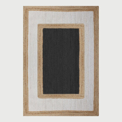 Geometric Beige Black Hand Braided Entrance Decor Jute Rug - Indian Rug Store