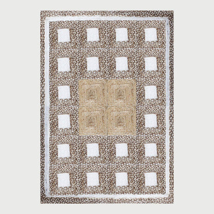 Rectangle Hand Braided Geometric Beige Multicolor Home Decor Jute Rug - Indian Rug Store