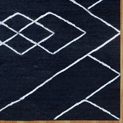 Hand Braided Farm House White Blue Rectangle Jute Rug - Indian Rug Store