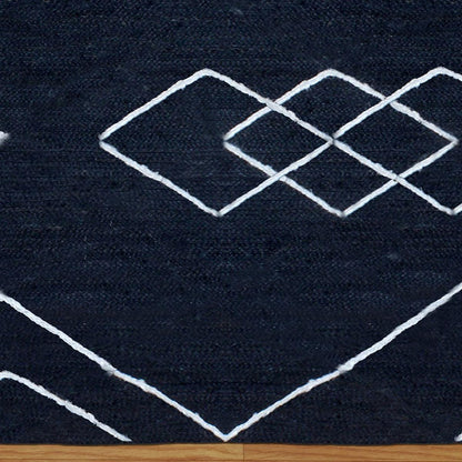 Hand Braided Farm House White Blue Rectangle Jute Rug - Indian Rug Store