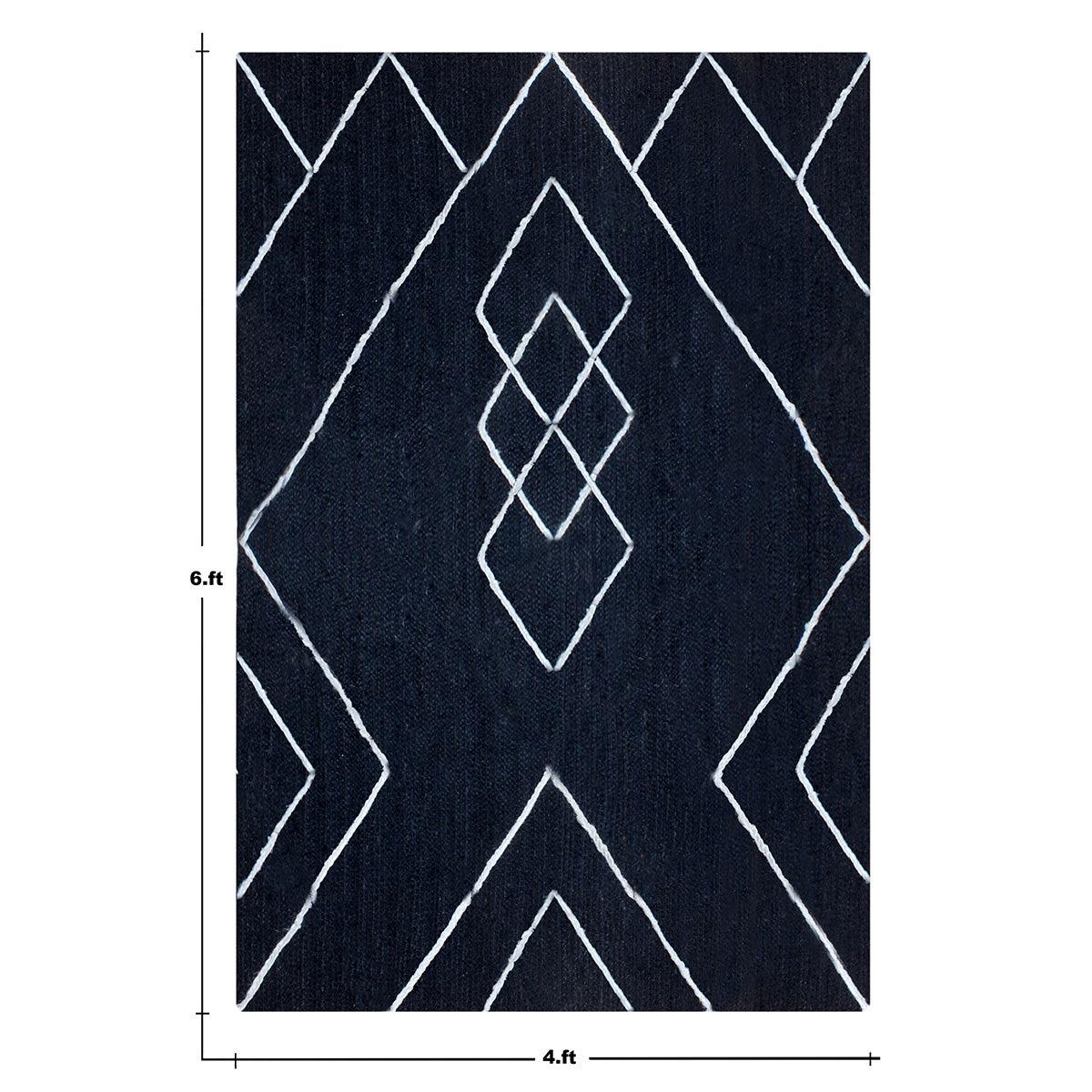 Hand Braided Farm House White Blue Rectangle Jute Rug - Indian Rug Store