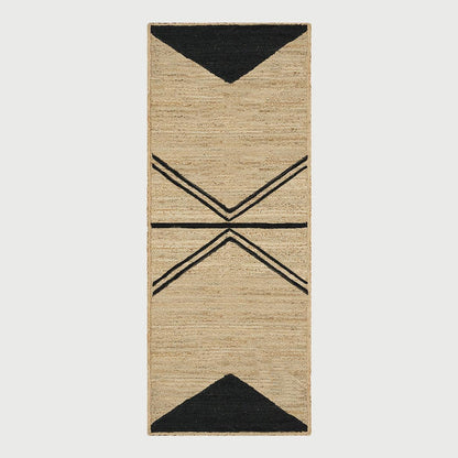 Geometric Hand Braided Beige Black Interior Decor Jute Dhurries - Indian Rug Store