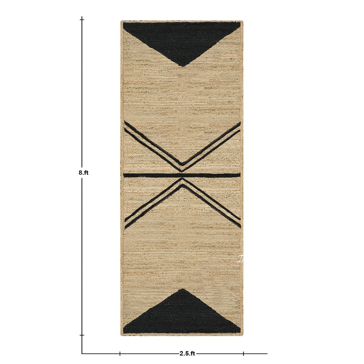 Decorazione d'interni geometrica intrecciata a mano beige nera juta Dhurries