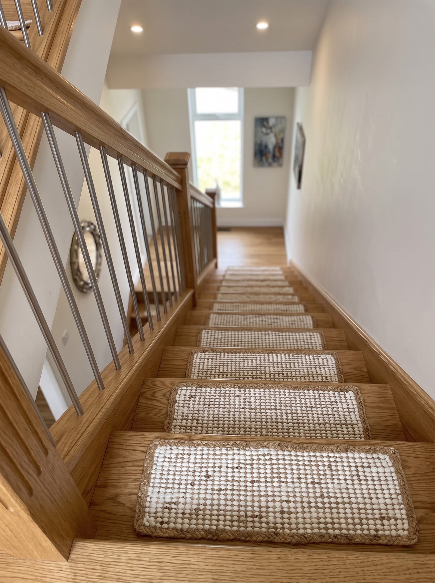 Handwoven Braided Jute Stair Treads – Sisal Boho Farmhouse Rug Set