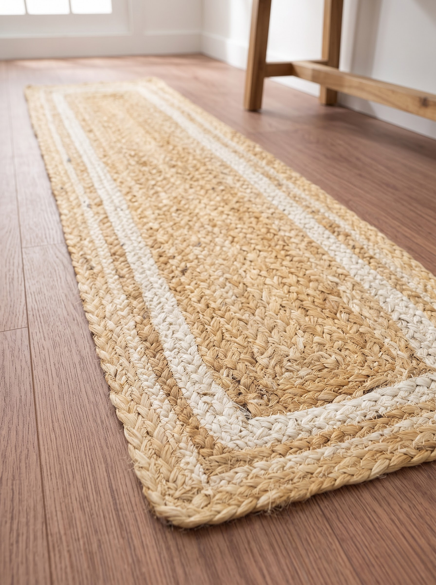 Handwoven Braided Jute Stair Treads Set – Boho Farmhouse Rug