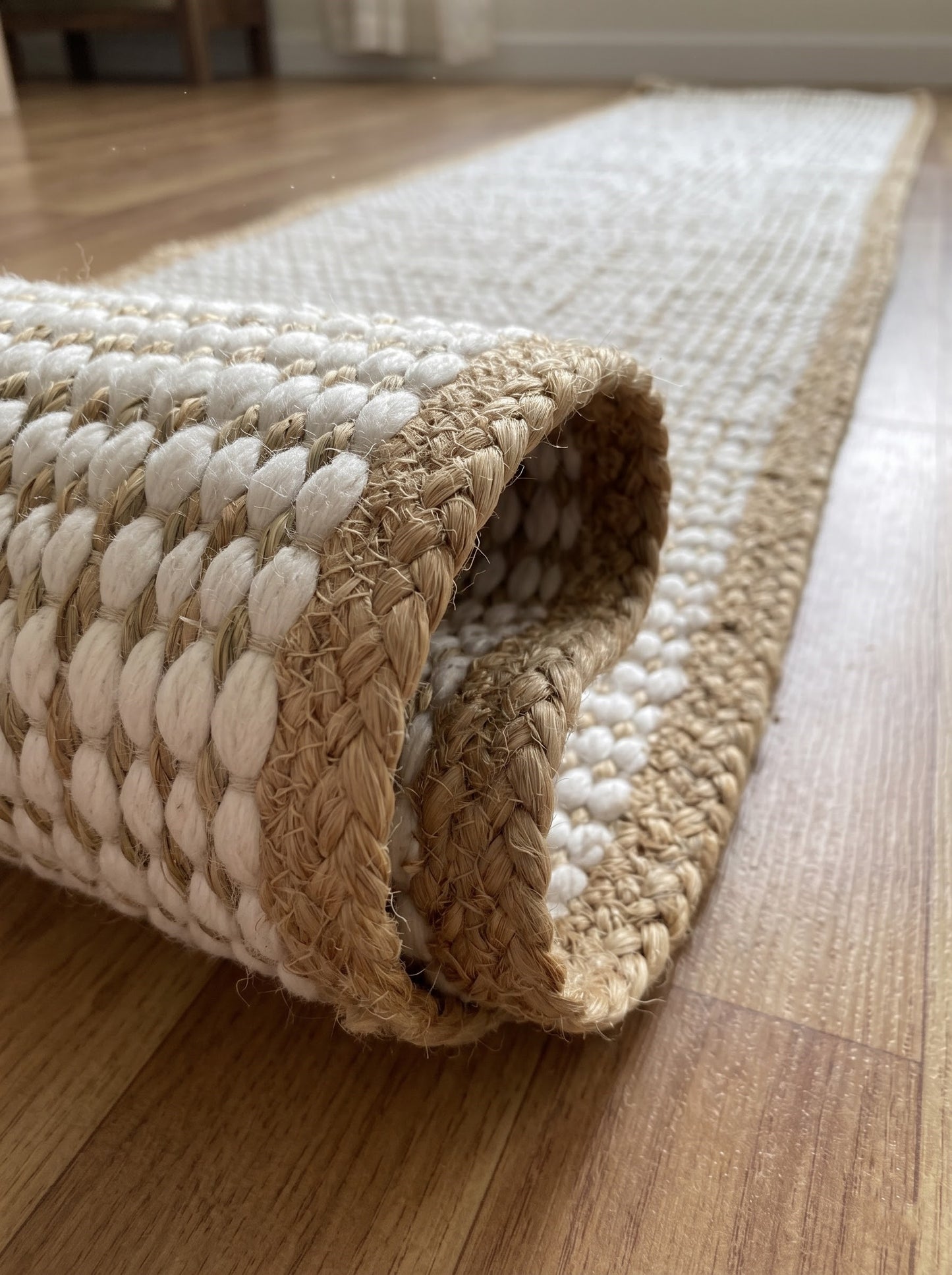 Handwoven Braided Jute Stair Treads – Sisal Boho Farmhouse Rug Set