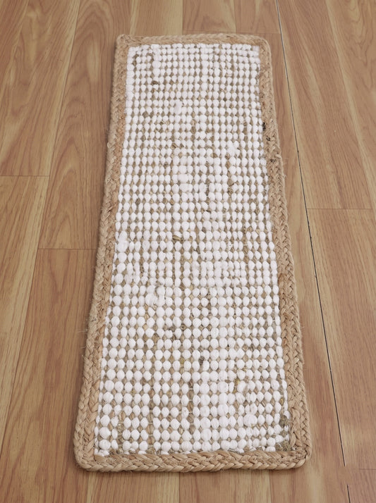 Handwoven Braided Jute Stair Treads – Sisal Boho Farmhouse Rug Set
