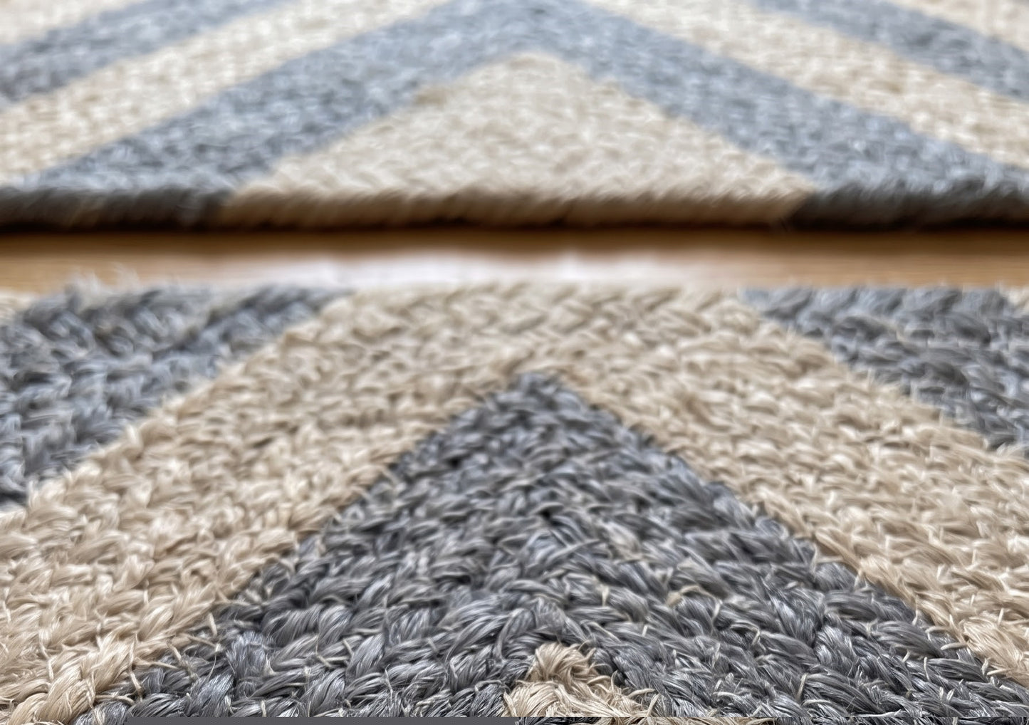 Grey Chevron Braided Jute Stair Treads, Natural Fiber Boho Farmhouse Carpet