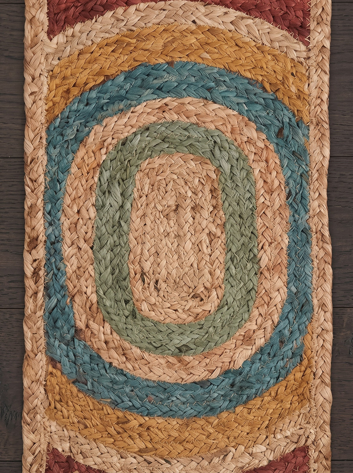 Braided Jute Stair Treads Set, Colorful Rainbow Boho Runner Rugs, Non-Slip Farmhouse Style