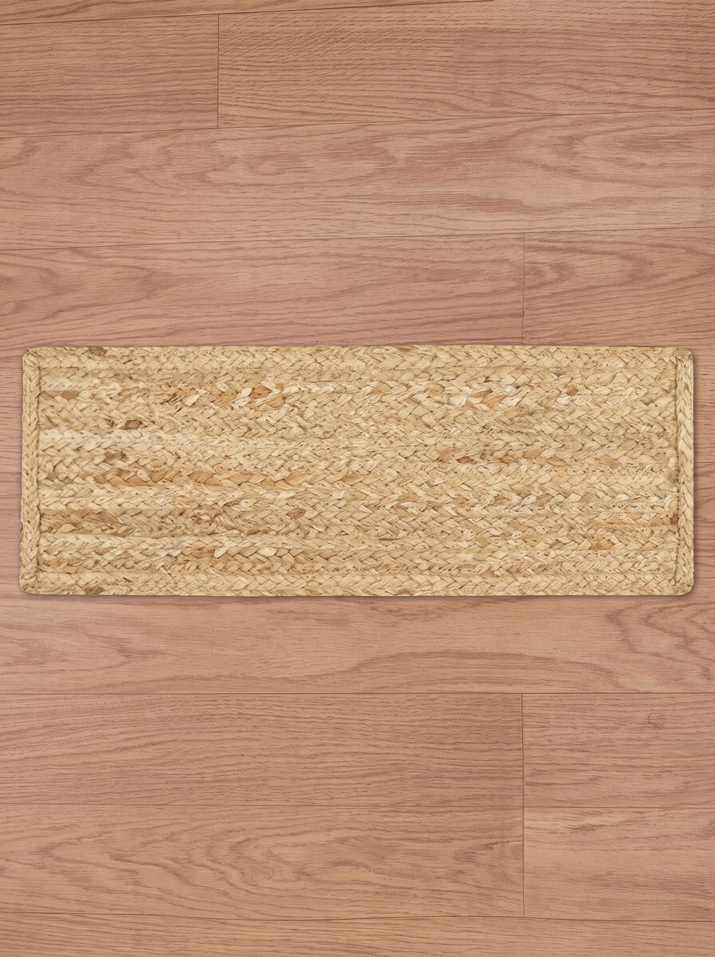 Braided Jute Stair Treads Rug, Handmade, Beige & White colors