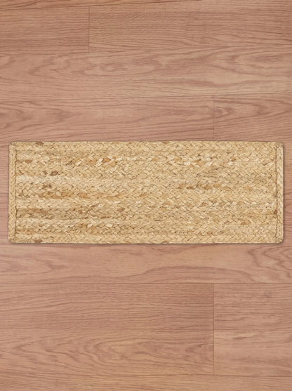 Braided Jute Stair Treads Rug, Handmade, Beige & White colors