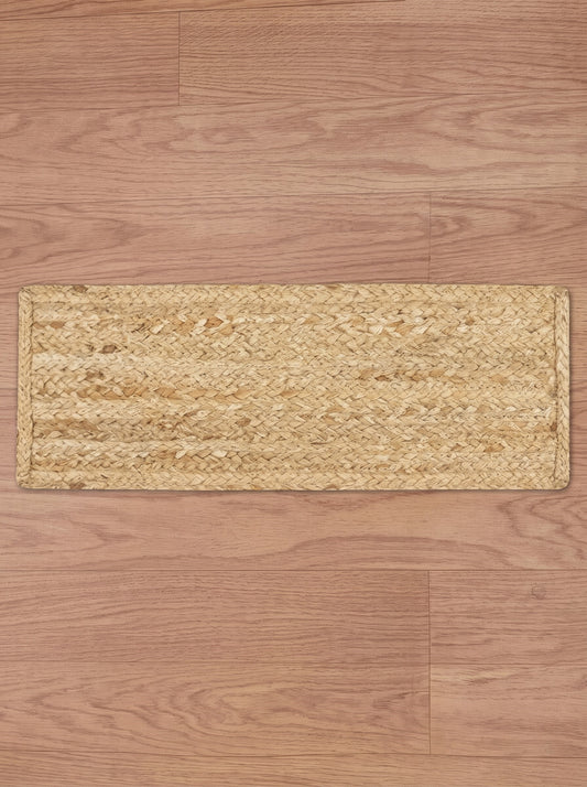 Braided Jute Stair Treads Rug, Handmade, Beige & White colors