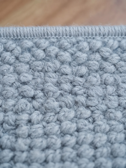 Powder Blue Wool Stair Treads Set, Pebble Non-Slip Carpet Mats, Coastal Farmhouse Rug