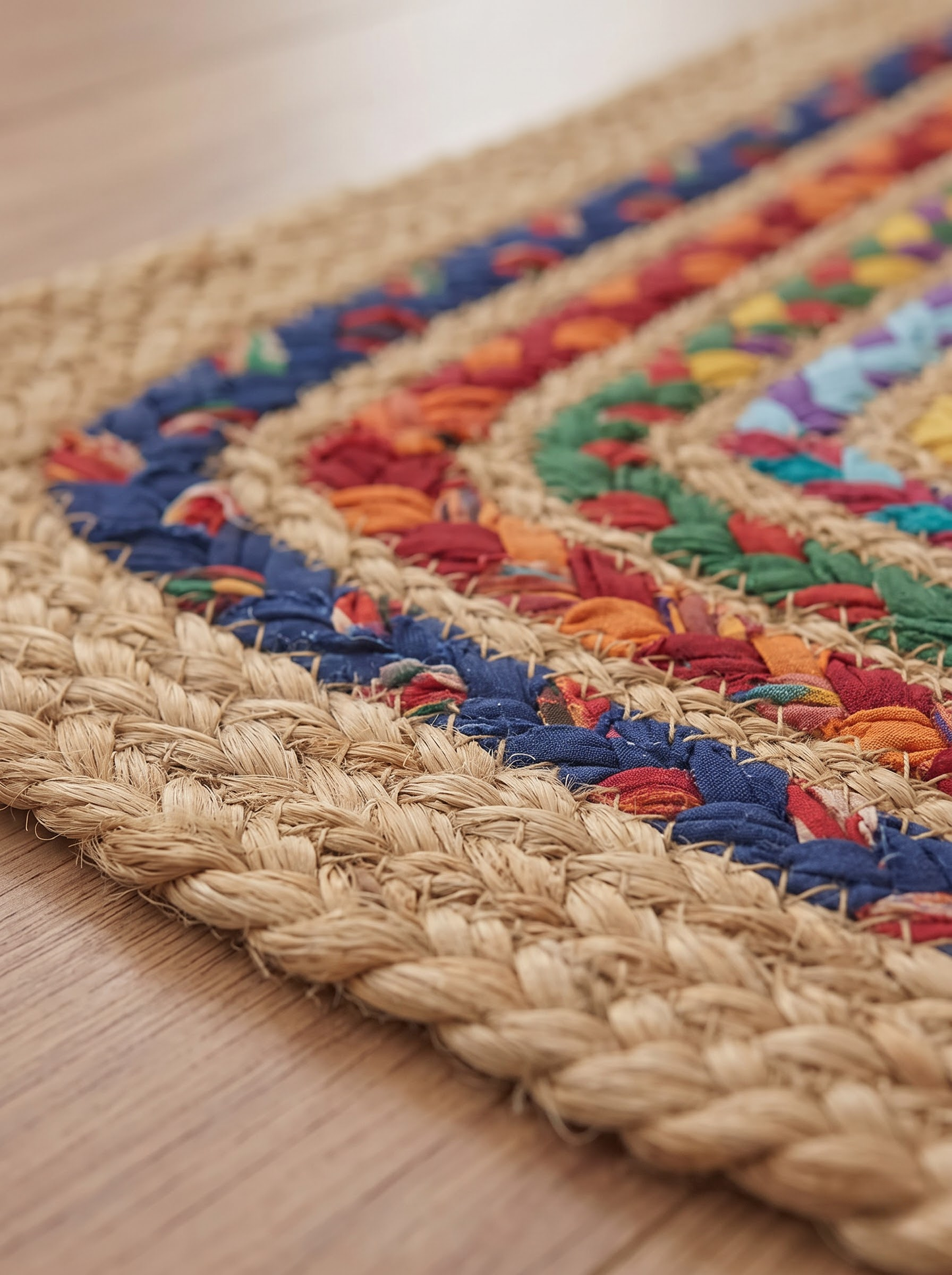Multicolor Braided Jute Stair Treads, Country Farmhouse Step Mats