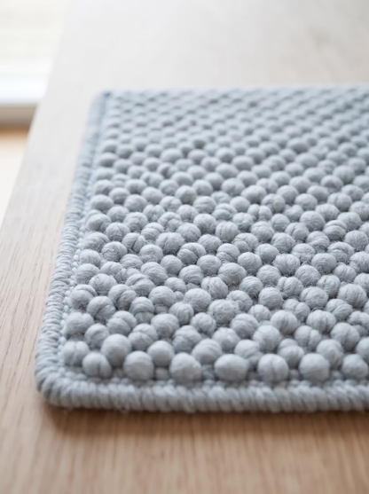 Powder Blue Wool Stair Treads Set, Pebble Non-Slip Carpet Mats, Coastal Farmhouse Rug