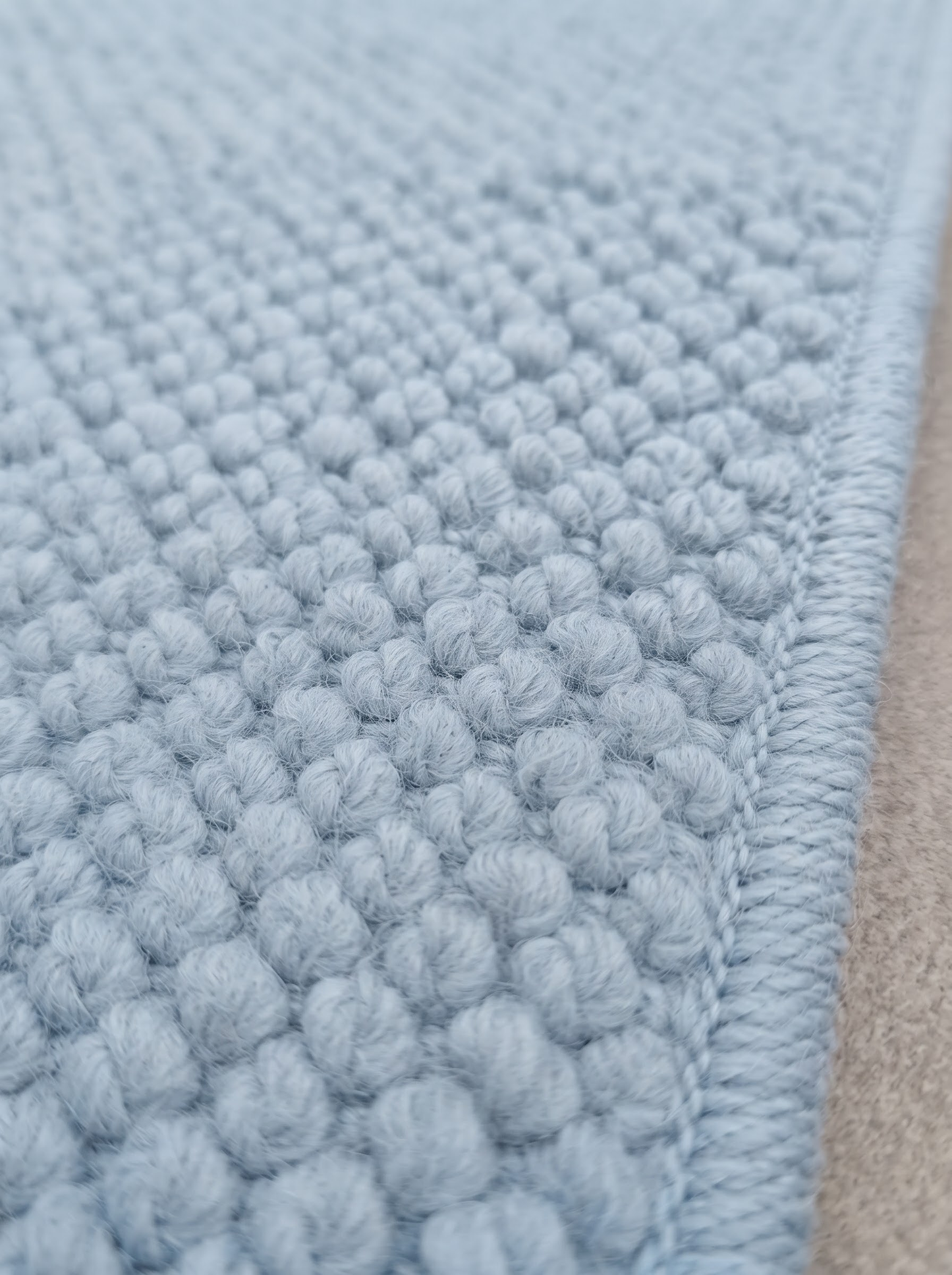 Powder Blue Wool Stair Treads Set, Pebble Non-Slip Carpet Mats, Coastal Farmhouse Rug