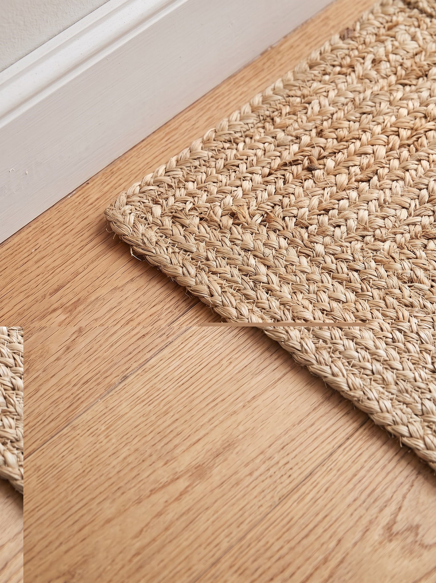 Braided Jute Stair Treads Rug, Handmade, Beige & White colors