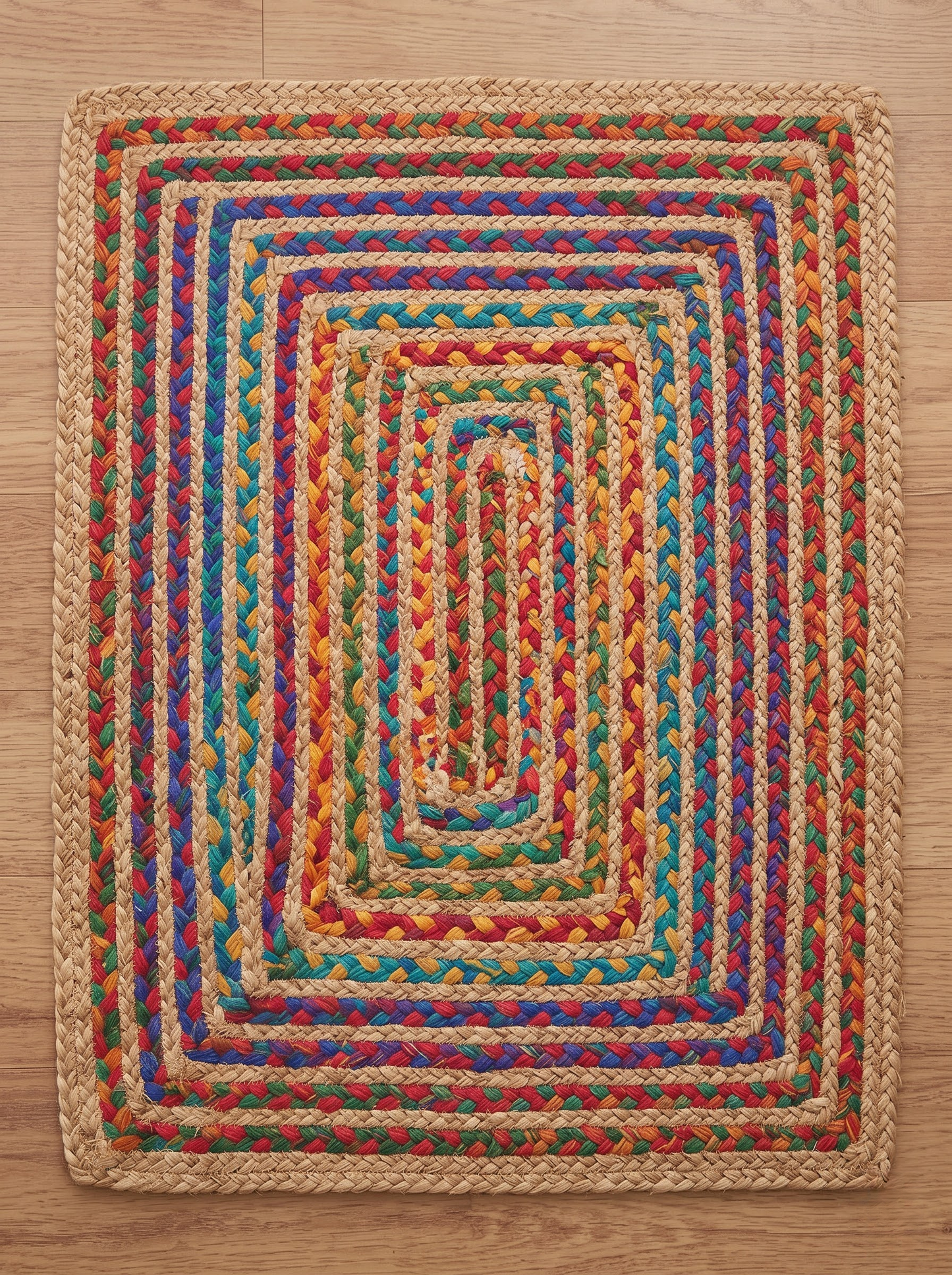 Multicolor Braided Jute Stair Treads, Country Farmhouse Step Mats