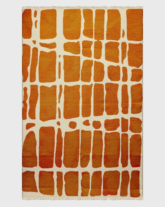 Eco Friendly Orange Cotton Handmade Abstract Modern Area Rug DGP-23