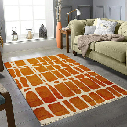 Eco Friendly Orange Cotton Handmade Abstract Modern Area Rug DGP-23