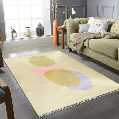 Eco Friendly Cream Farmhouse Handmade Floral Cotton Rug DGP-26