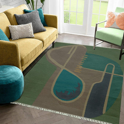 Modern Green Handmade Living Room Cotton Modern Rug DGP-28