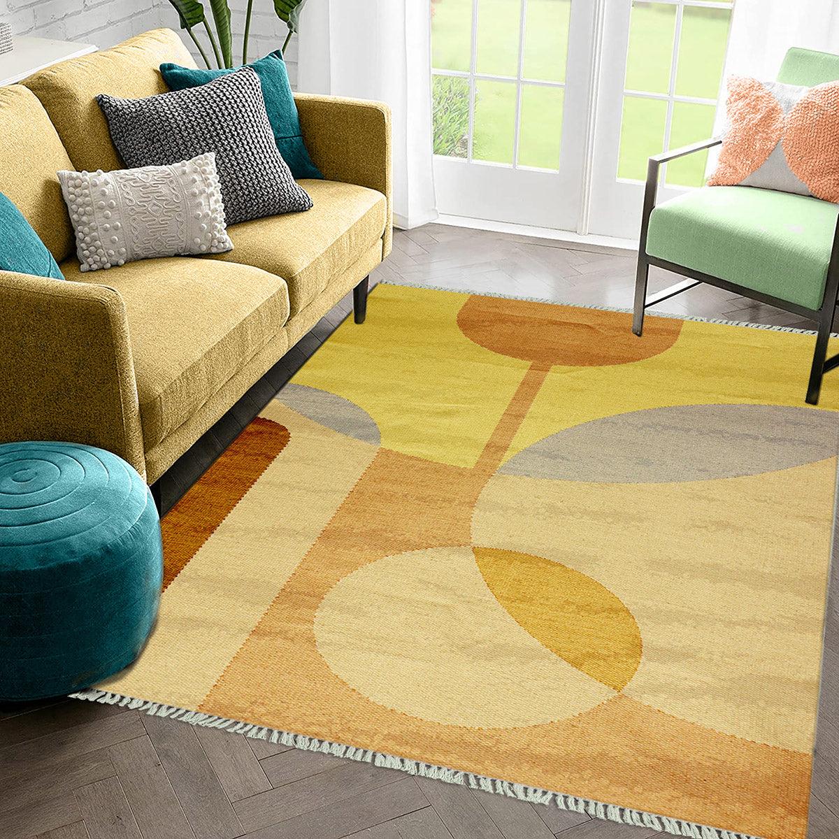 Attractive Yellow Farmhouse Handmade Indian Cotton Rug DGP-30