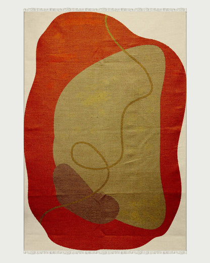 Abstract Red Handmade Modern Living Room Cotton Area Rug DGP-36