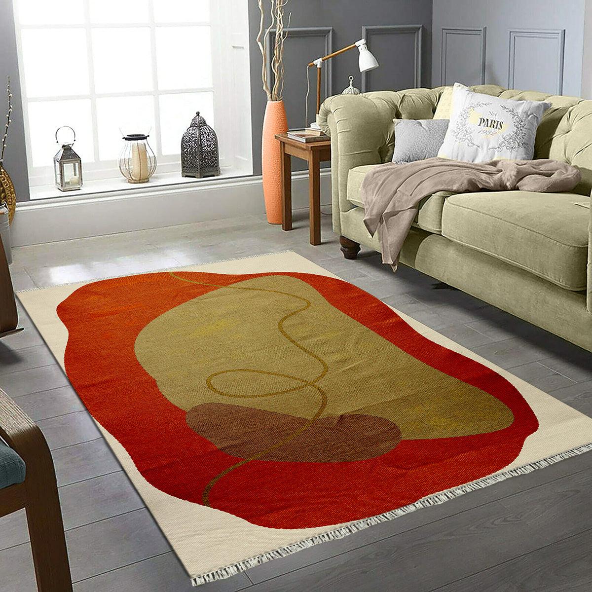 Abstract Red Handmade Modern Living Room Cotton Area Rug DGP-36