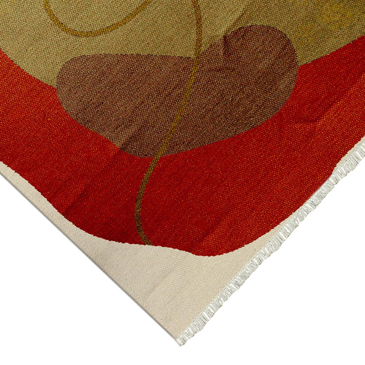 Abstract Red Handmade Modern Living Room Cotton Area Rug DGP-36