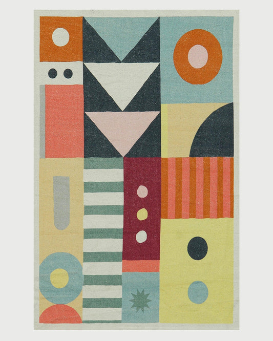 Handloom Multicolor Home Decor Indian Abstract Cotton Area Rug DGP-4