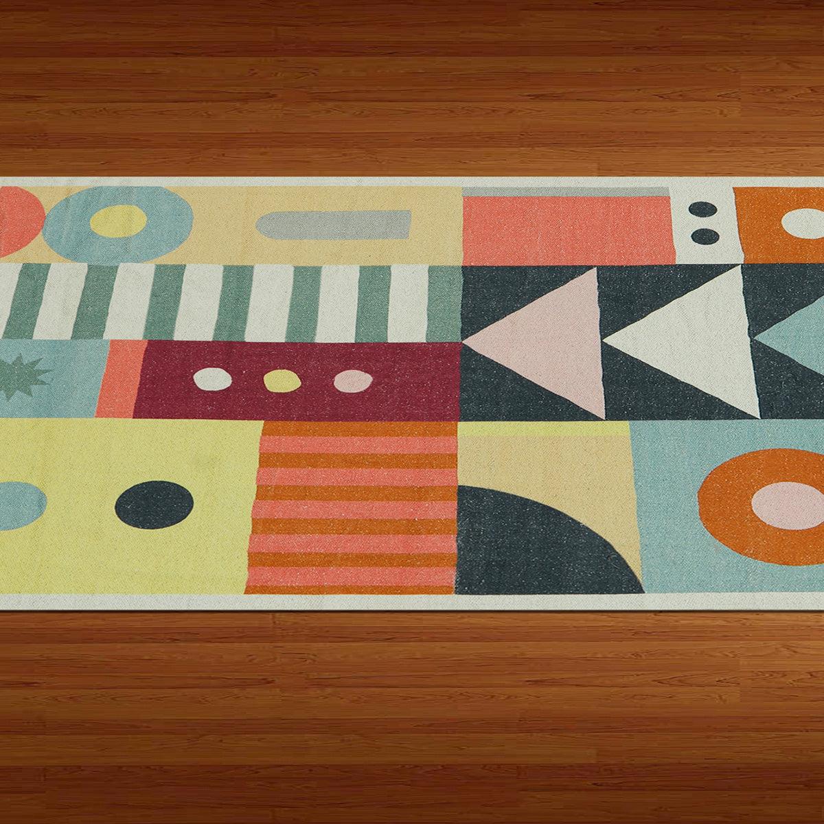 Handloom Multicolor Home Decor Indian Abstract Cotton Area Rug DGP-4