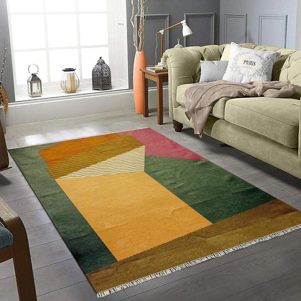 Farmhouse  Multicolor Eco Friendly Bordered Modern Cotton Rug DGP-44