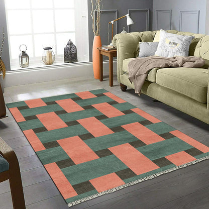 Attractive Green Farmhouse Handmade Indian Cotton Rug DGP-47