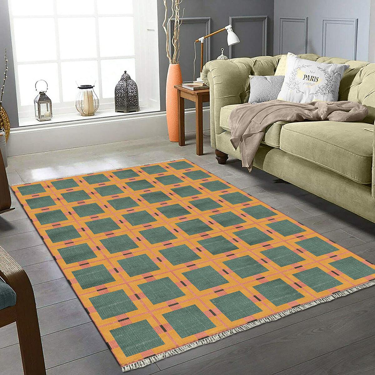 Handmade Green Interior Attractive Abstract Entry Way Rug DGP-51