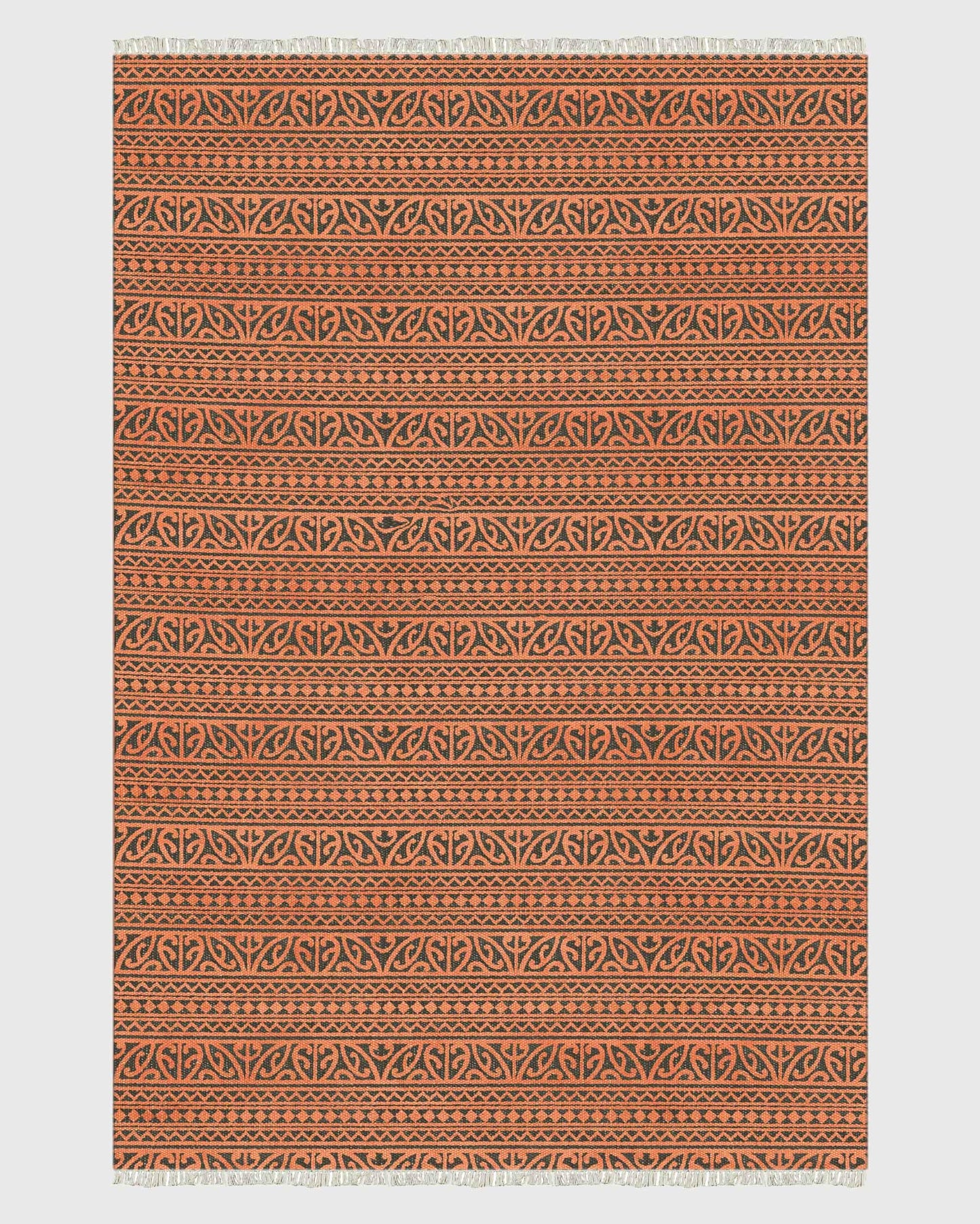 Beautiful Orange Handmade Indian Trendy Cotton Rug DGP-52