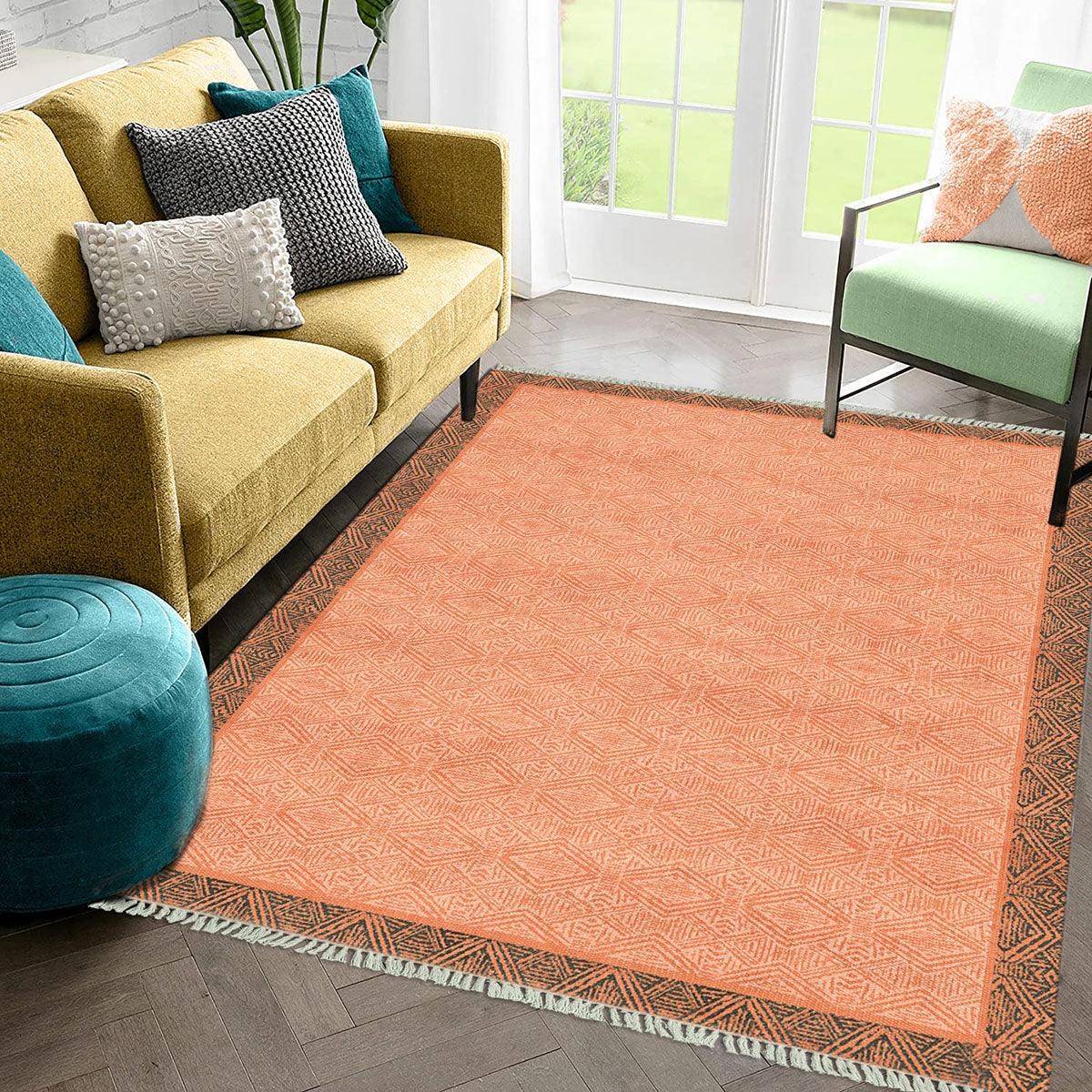 Abstract Orange Handmade Modern Living Room Cotton Area Rug DGP-53