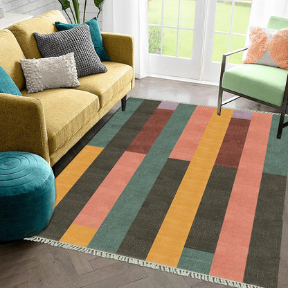 Eco Friendly Multicolor Cotton Handmade Abstract Modern Area Rug DGP-57