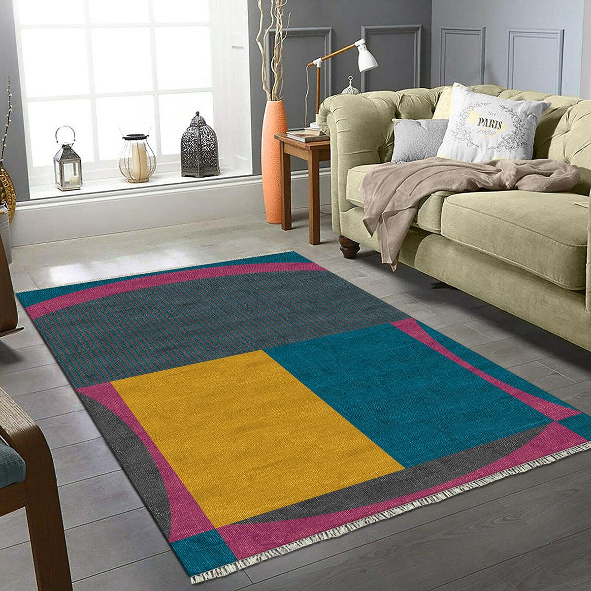 Eco Friendly Multicolor Cotton Handmade Abstract Modern Area Rug DGP-74