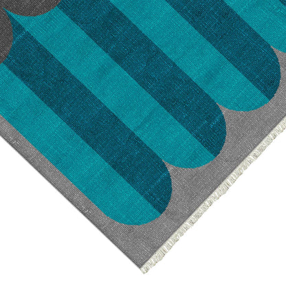 Abstract Blue Farmhouse Handmade Modern Outdoor Area Rug DGP-76