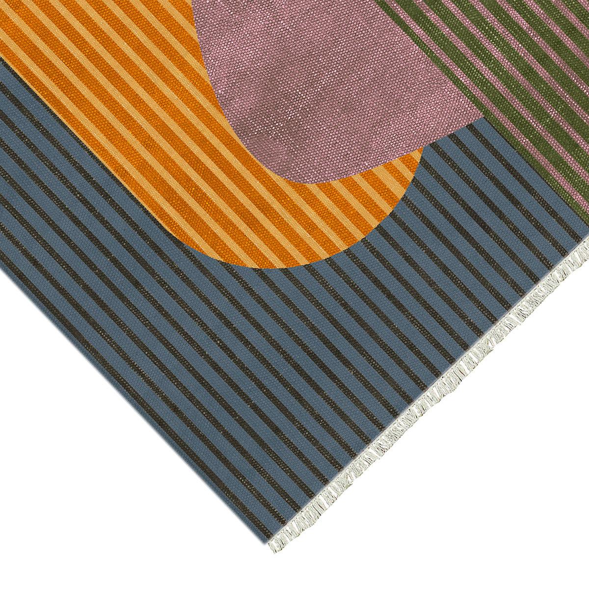 Farmhouse  Orange Eco Friendly Bordered Modern Cotton Rug DGP-78